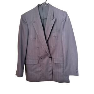 Vintage Ross & Cromarty Navy Pinstripe Blazer 38R Double Breasted Wool Suit